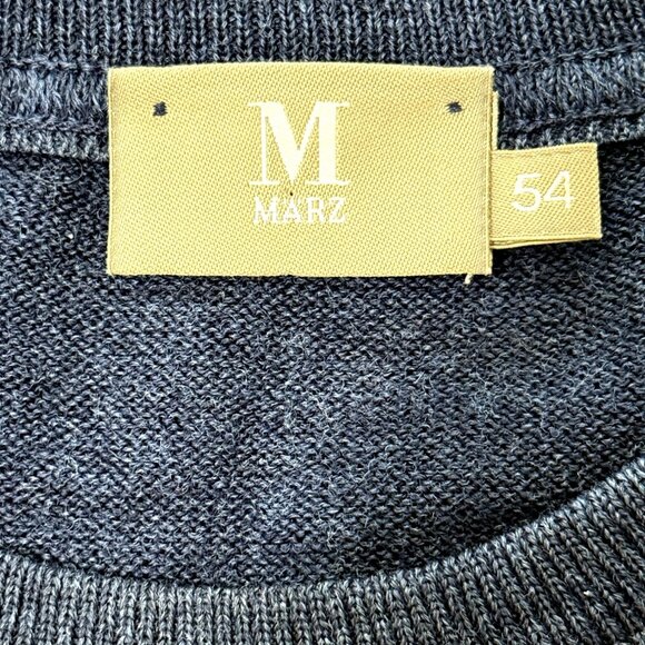 Marz Sweater Pure New Wool Navy Blue Knit Long Sleeve Mens Size 54 / US 44 - Picture 3 of 5